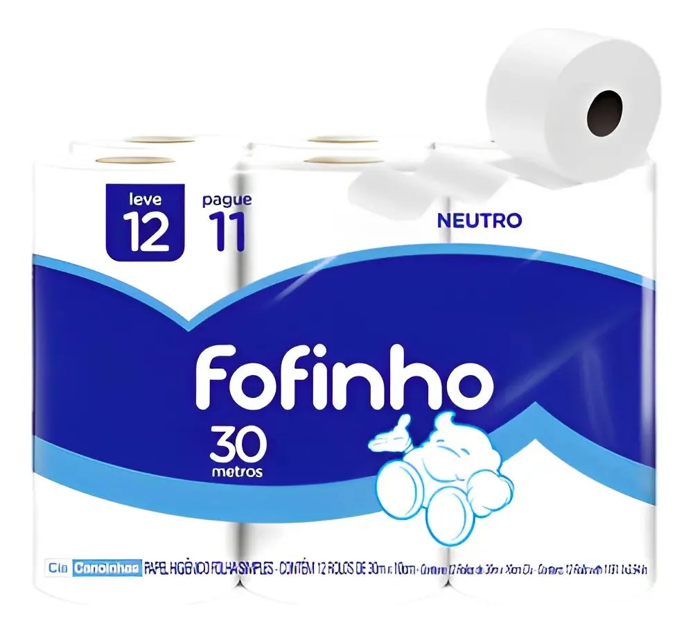 PAPEL HIG.FOFINHO NATURAL COMPACTO F.DUPLA NEUTRO PK12 (8X12)ROLOS 30M