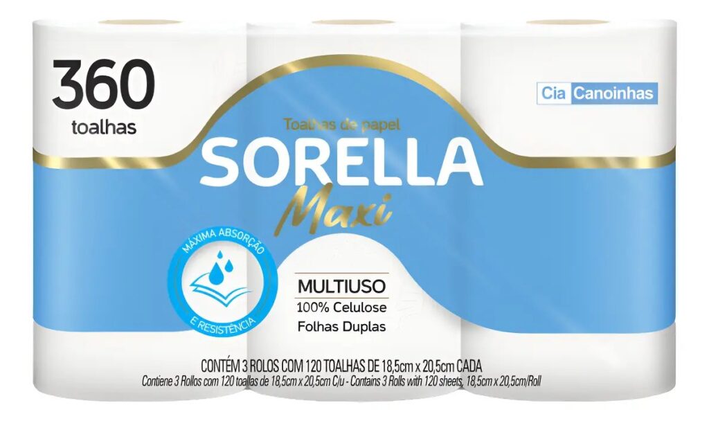 TOALHA DE COZINHA SORELLA MAXI 3 ROLOS C/120 TOALHAS P/ROLO